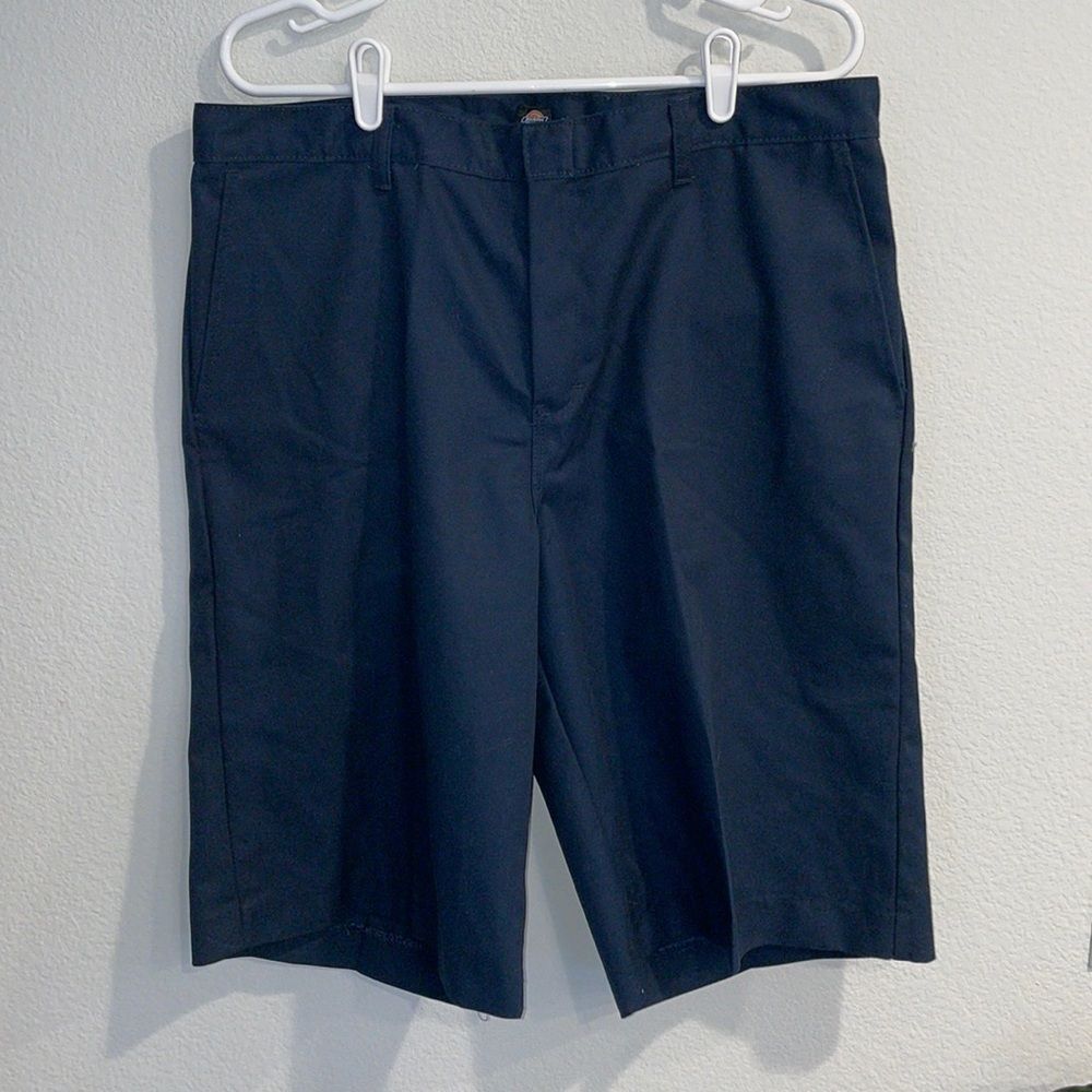 New Dickies Long Flat Front Chino Skater Work Streetwear Shorts 36x12 Navy